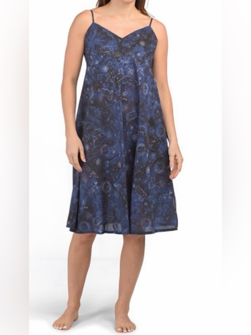 Johnny Was Navy & Black Printed Midi Dress